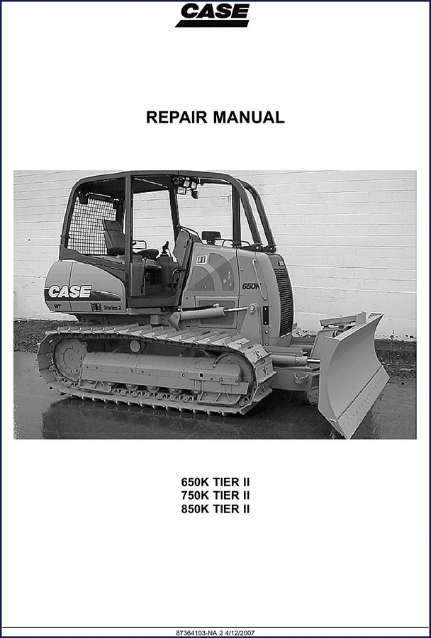 Case 850K 2007 Repair Manual cover - factory OEM dozer service documentation