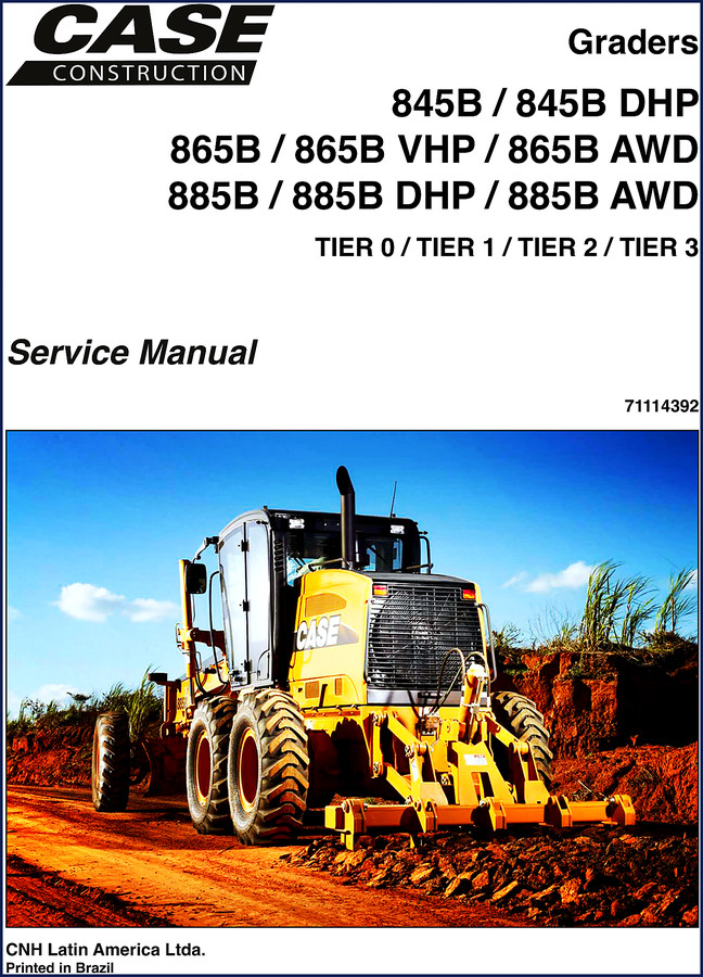 Case 865B AWD service manual cover showing grader model and OEM document type