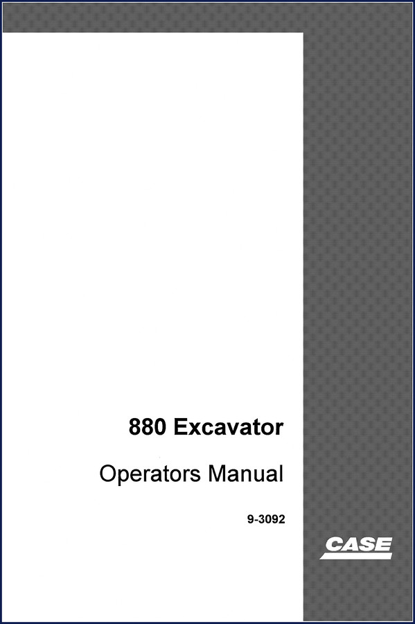 Case 880 1995 Operators Manual cover showing excavator and safety decals