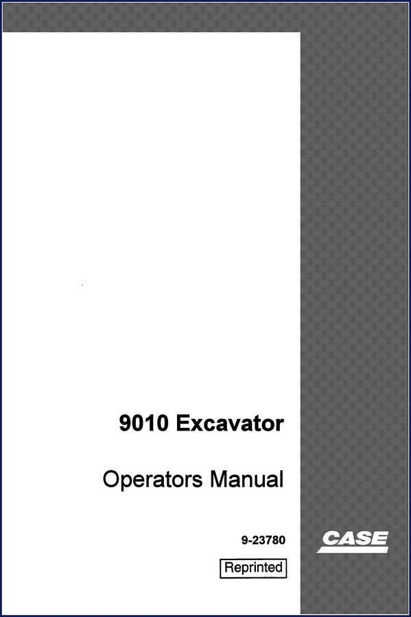 2001 Case 9010 Excavator Operators Manual cover showing excavator and safety decals