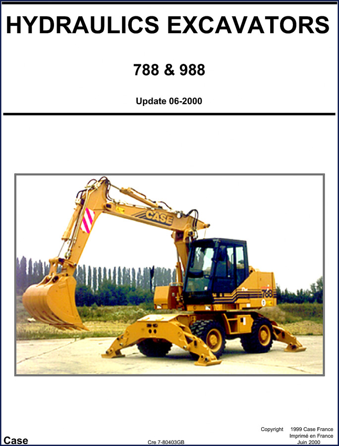 Case 988 excavator technical manual cover - 2000 edition, factory OEM document