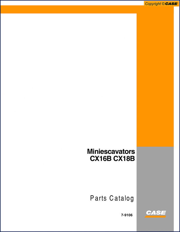 Case CX16B and CX18B 2007 Parts Catalog cover page with OEM factory documentation
