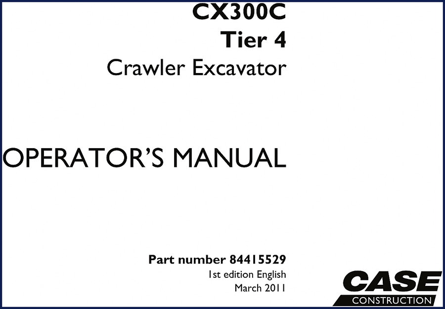 Case CX300C 2011 User Manual cover