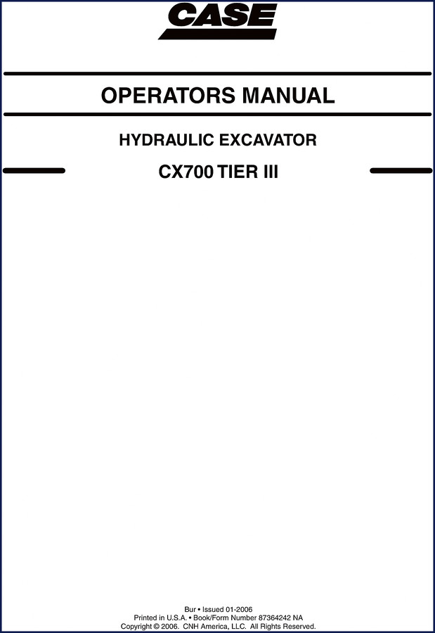 Case CX700 TIER III 2006 Operators Manual cover and title page