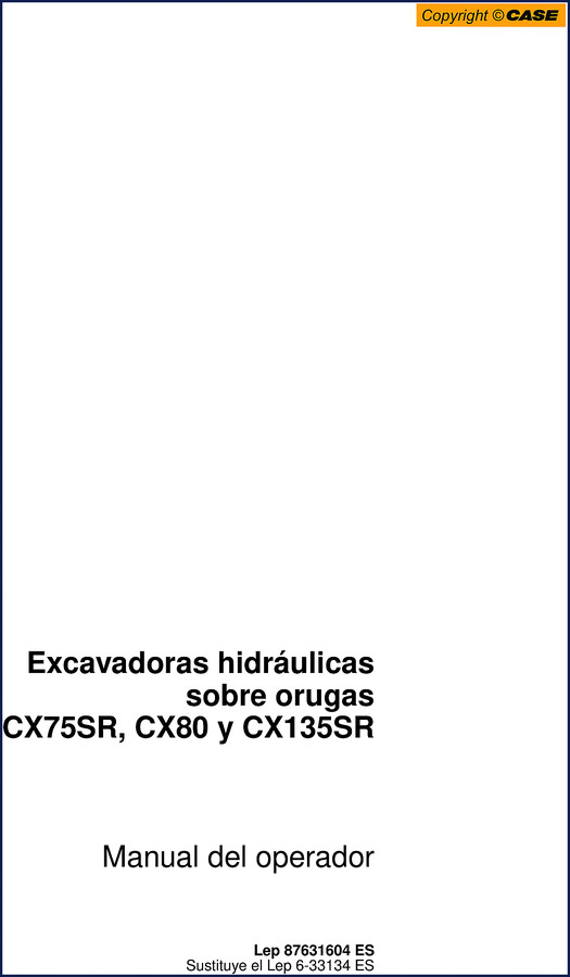 Case CX75SR CX80 2004 Repair Manual – Factory OEM service manual cover showing crawler excavator