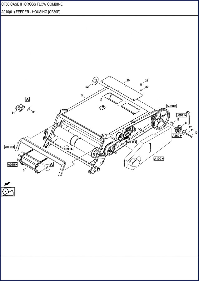 CASE IH CF80 Parts Catalog – 1047-page factory PDF showing feeder housing exploded view and parts list