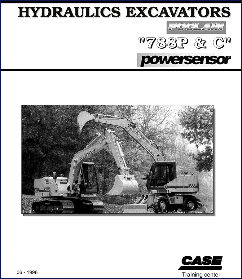 1996 CASE Poclain 788C Training Manual cover showing hydraulic system diagram