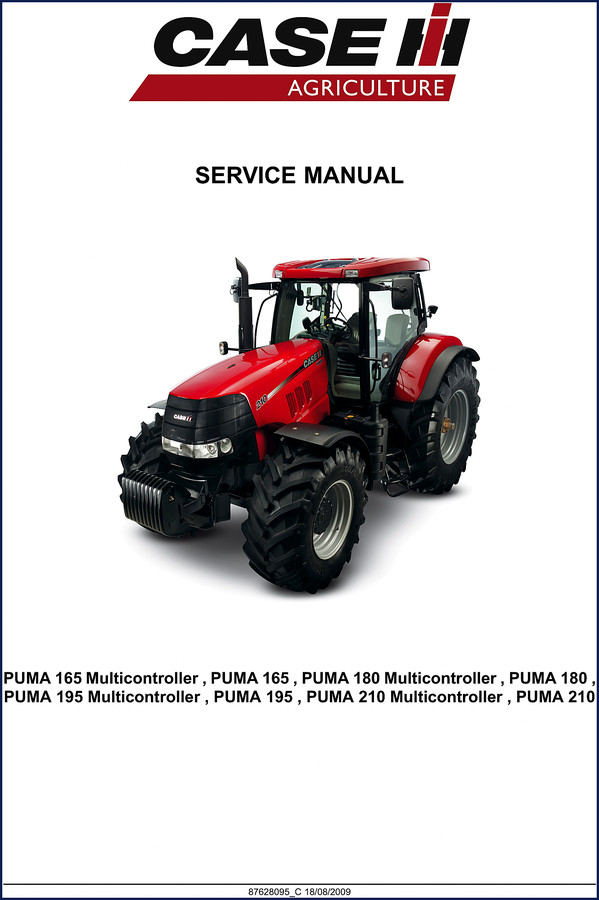 Case PUMA 195 Multicontroller 2009 Service Manual cover showing model and OEM documentation