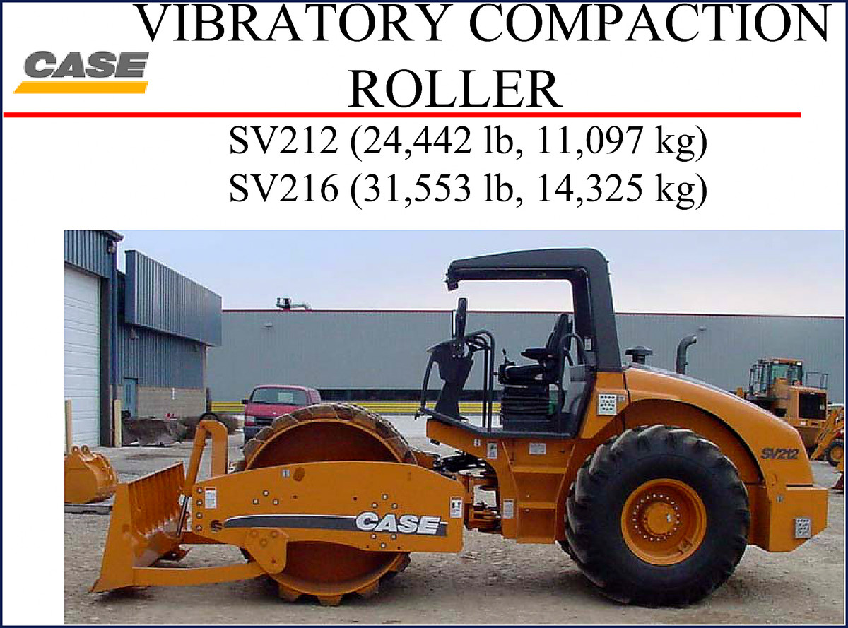 Case SV212 vibratory compaction roller technical manual cover showing roller with cab and drum