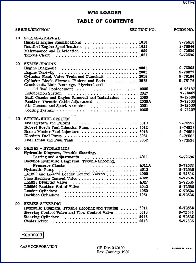 Case W14 1980 Service Manual cover - 813 pages factory OEM documentation
