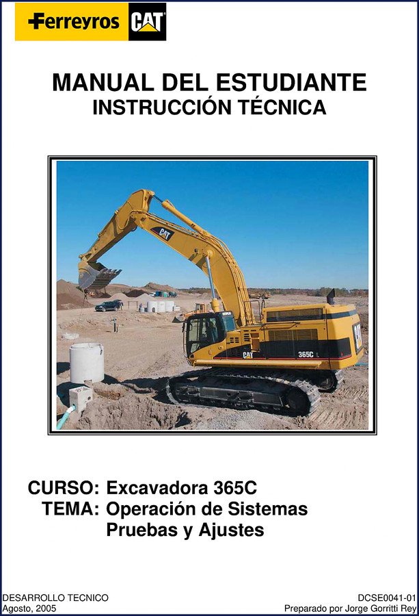 Arctic Cat 365C 2005 Training Manual cover page showing excavator