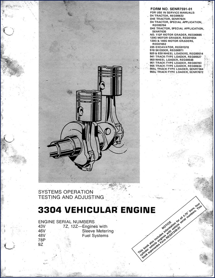 Caterpillar 130G Service Manual cover showing engine systems and fuel diagram