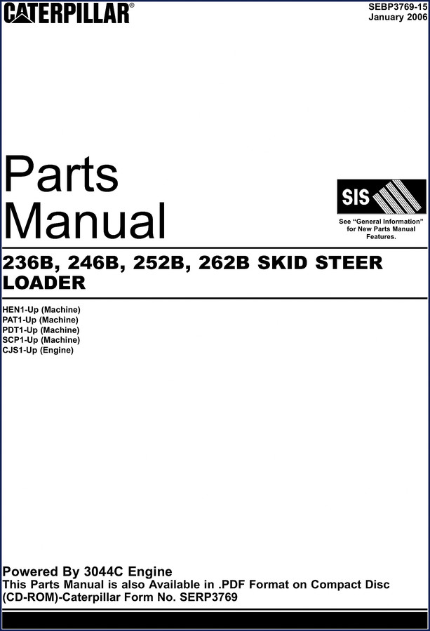 Caterpillar 262B 2006 Parts Catalog - Factory OEM document cover
