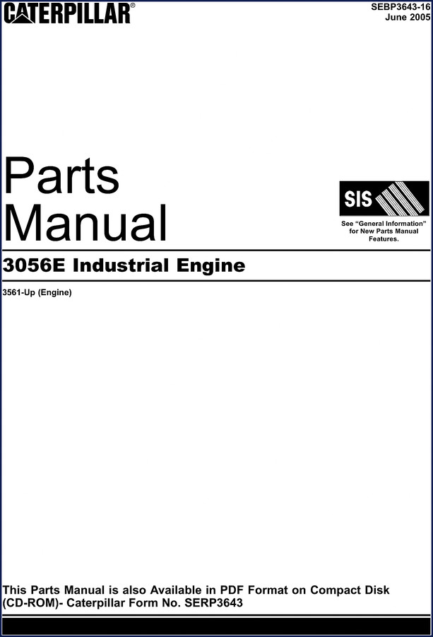 Caterpillar 3056E 2005 Parts Catalog cover - OEM factory document