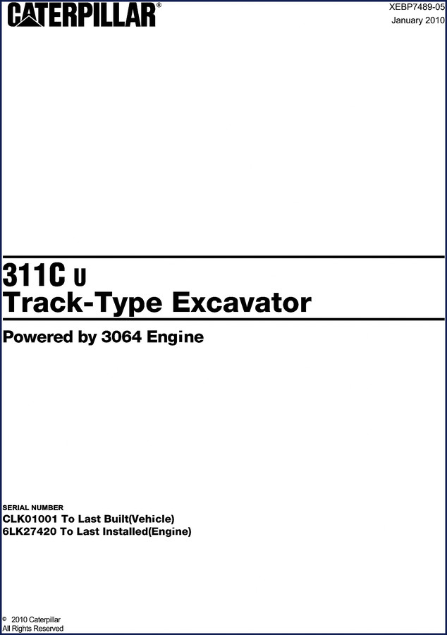 Caterpillar 311C 2010 Service Manual cover - official factory documentation