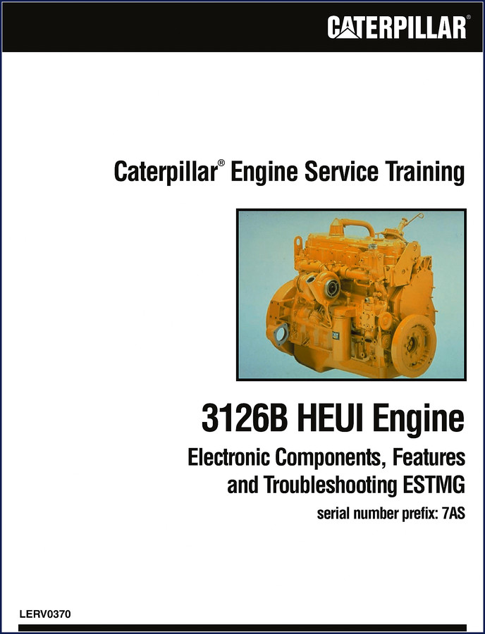 Caterpillar 3126B HEUI Training Manual cover showing engine electronic components and troubleshooting guide
