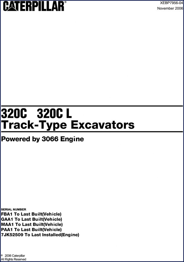 Caterpillar 320C L 2006 Service Manual cover page
