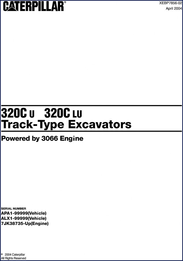 Cover of Caterpillar 320C LU 320C U 2004 Parts Catalog – factory OEM parts manual