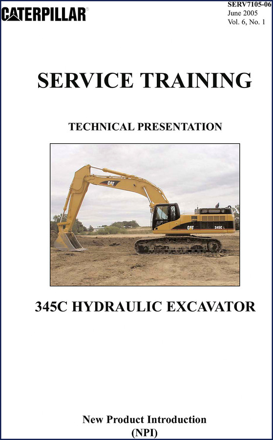 Caterpillar 345C 2005 Training Manual cover – factory OEM document