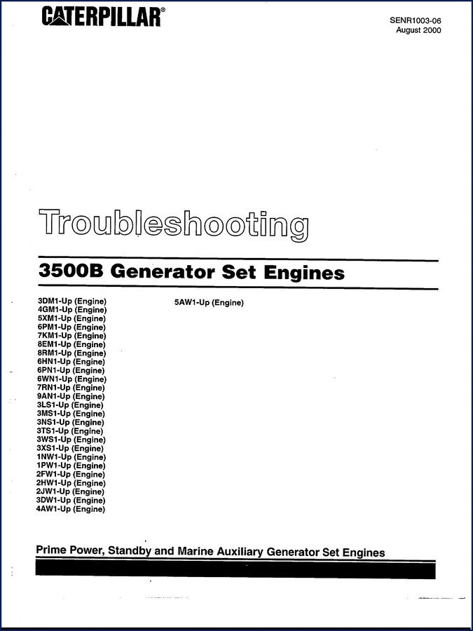 Caterpillar 3500B 2000 Troubleshooting Manual cover