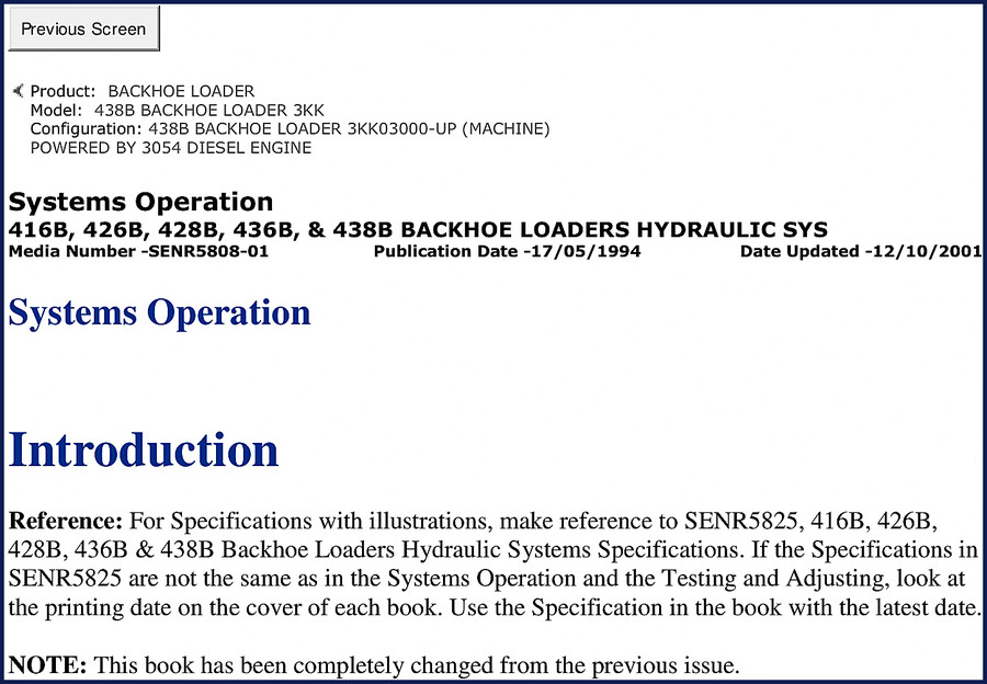 1994 Caterpillar 416B backhoe loader technical manual cover