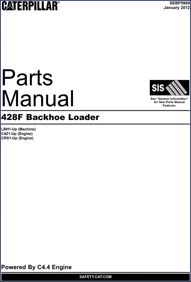 Caterpillar 428F 2012 Parts Catalog - Factory OEM 743 pages cover
