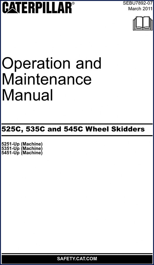 Caterpillar 525C 535C 545C 2011 Operators Manual cover