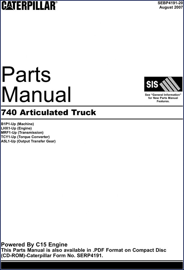 Caterpillar 740 2007 Parts Catalog cover – 1102 pages factory OEM