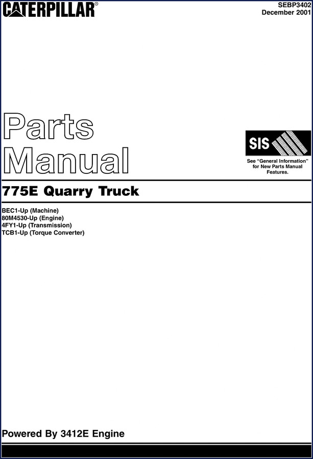 Caterpillar 775E 2001 Parts Catalog factory manual 896 pages