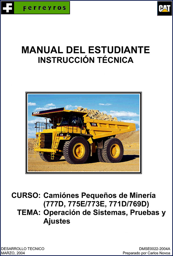 Caterpillar 777D service repair manual cover - 2004 training manual for mining trucks