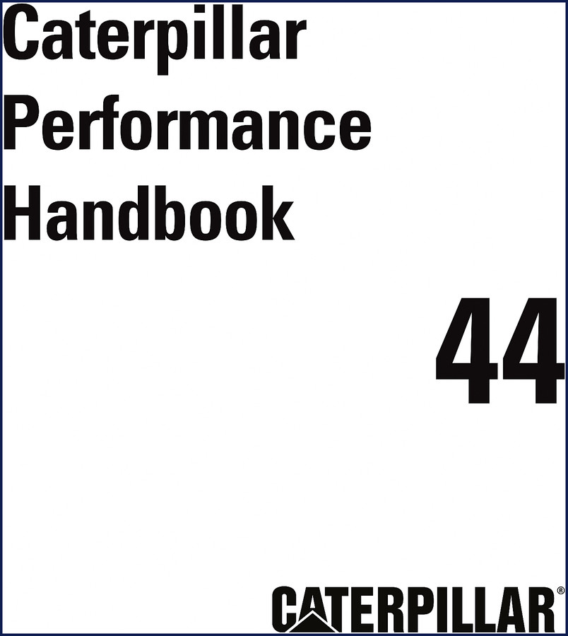 Caterpillar 2014 Training Manual Performance Handbook cover showing Articulated Trucks, Backhoe Loaders, Motor Graders, Skid Steer Loaders, and DRILLS section headings