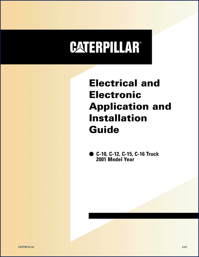 Caterpillar C-10 C-12 C-15 C-16 2001 Installation Manual cover showing electrical and electronic application guide