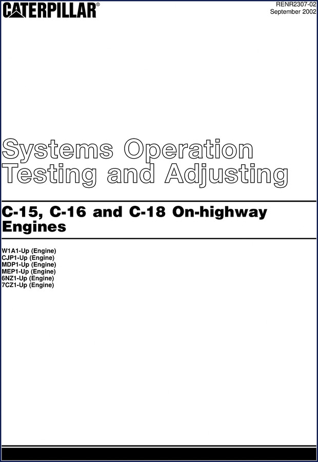 2002 Caterpillar C-15 C-16 C-18 Service Manual cover – factory OEM document