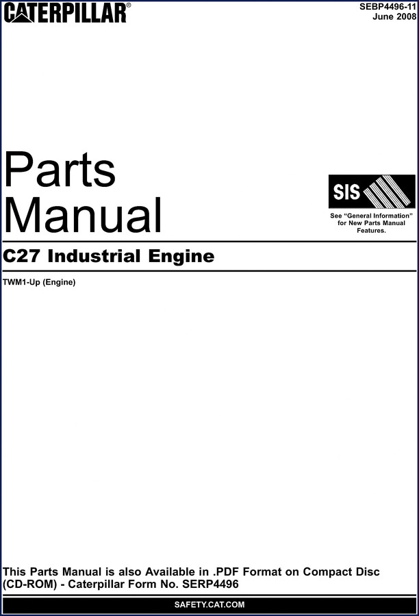 Caterpillar C27 2008 Parts Catalog cover with engine diagram