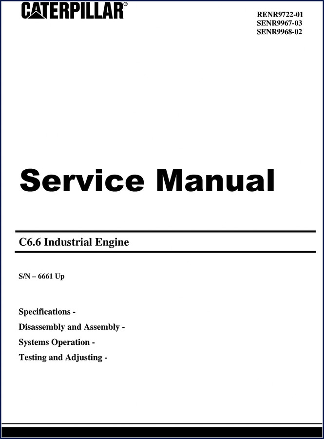Caterpillar C6.6 Industrial Engine Service Manual cover page showing engine cutaway