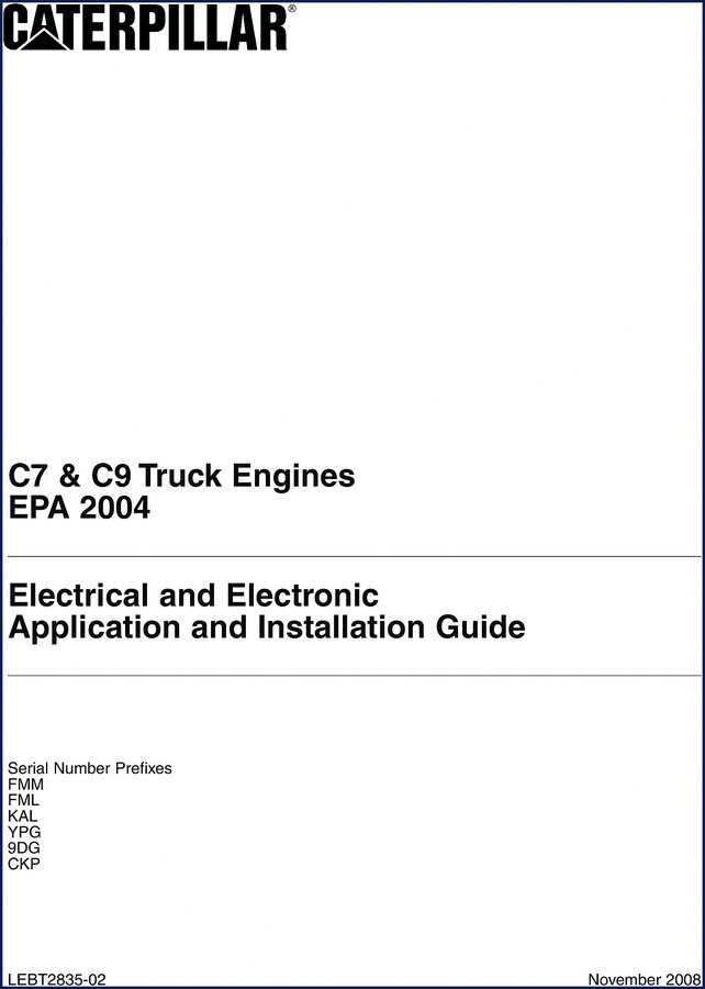 Caterpillar C7 and C9 Truck Engines Installation Manual 2008 cover
