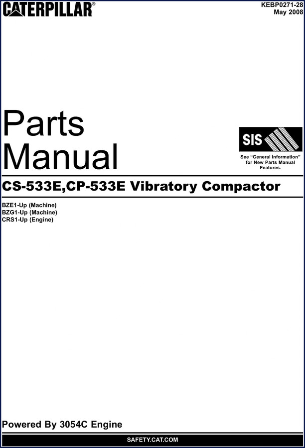 Caterpillar CP-533E CS-533E 2008 Parts Catalog cover page