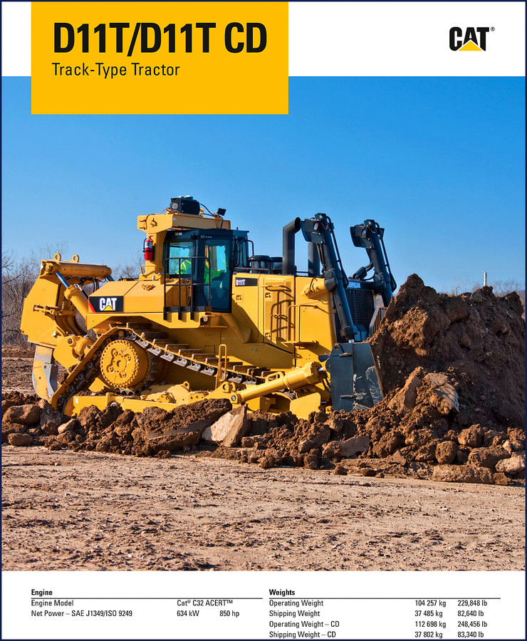 Caterpillar D11T 2007 Training Manual cover showing D11T Track-Type Tractor and D11T CD Carrydozer