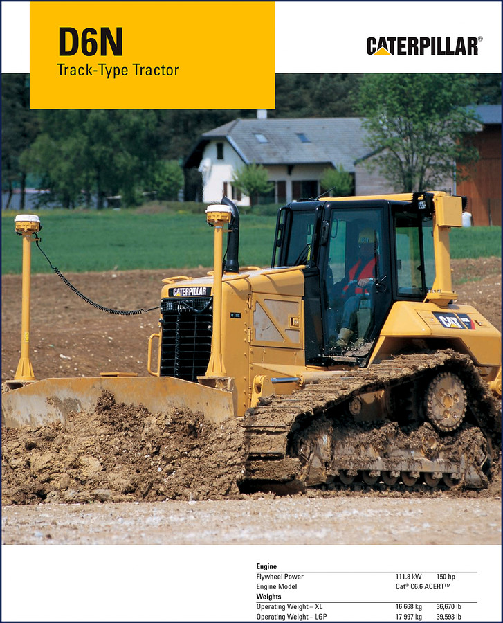 Cover of the Caterpillar D6N Technical Manual showing the tractor and CAT logo