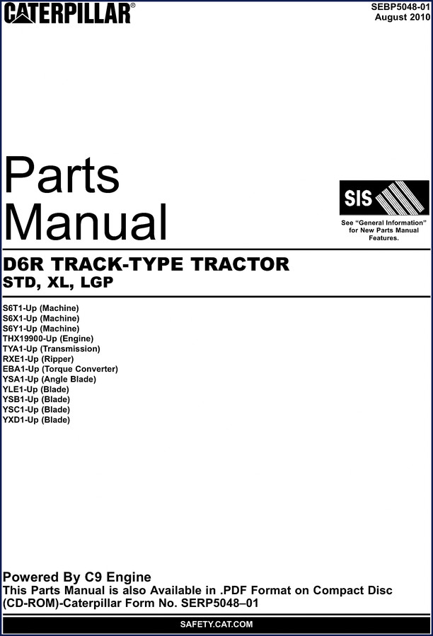 Caterpillar D6R 2010 Parts Catalog cover – 745-page OEM factory document
