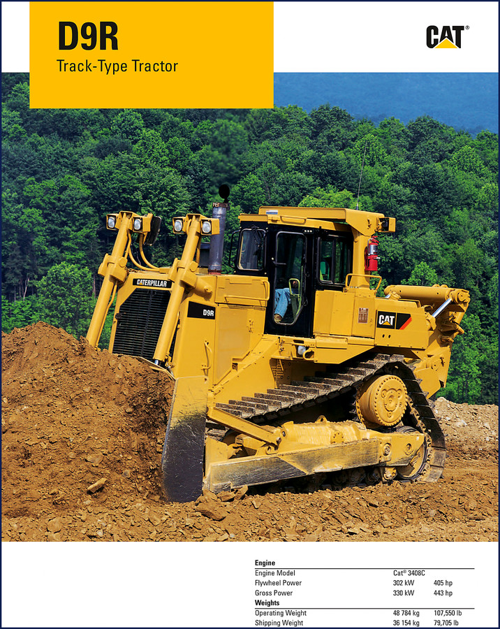 Caterpillar D9R Track-Type Tractor Technical Manual cover showing OEM documentation for 3408C engine and transmission