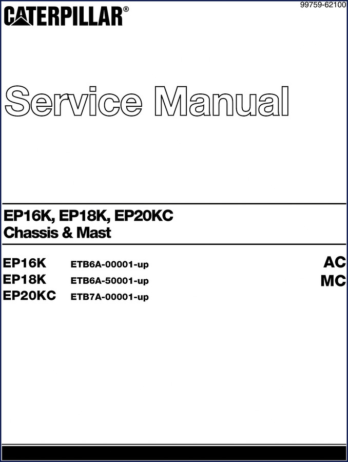 Caterpillar EP20KC factory service manual cover – OEM 472-page document for EP16K EP18K EP20KC lift trucks