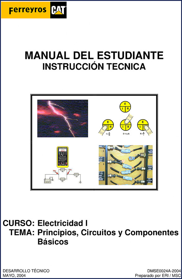 Caterpillar GAT 4 2004 Training Manual cover showing student manual for electricity course