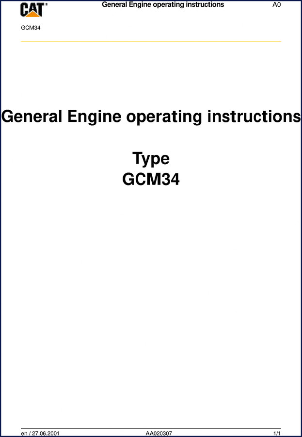 Caterpillar GCM34 2001 Operators Manual cover