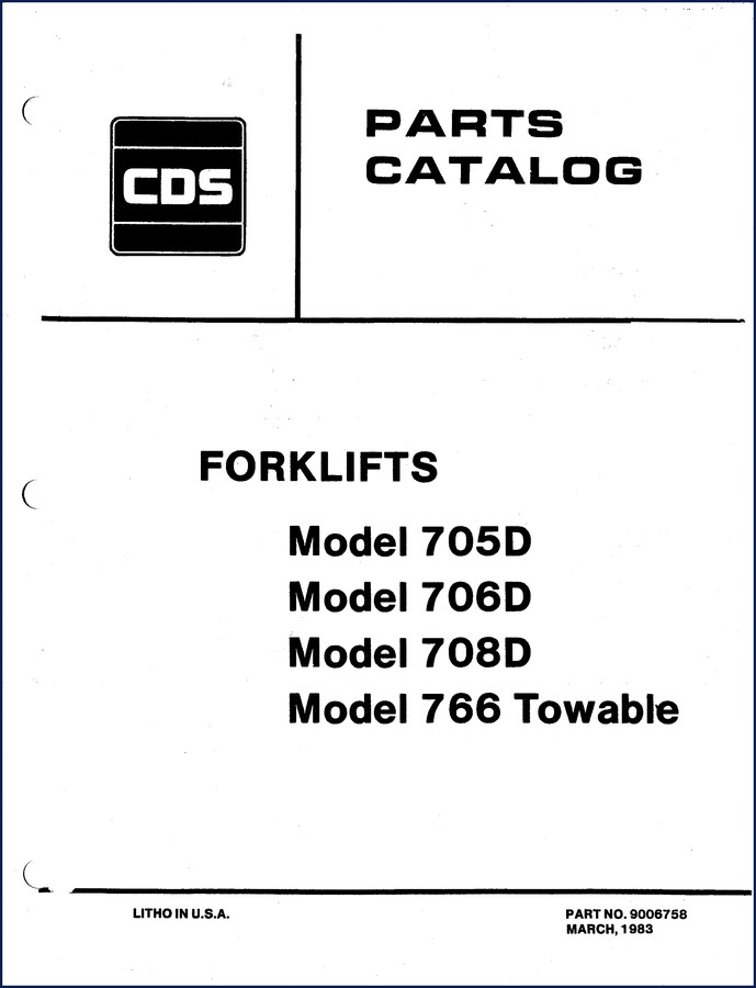 CDS 705D 706D 708D 766 1983 Parts Catalog cover page showing forklifts