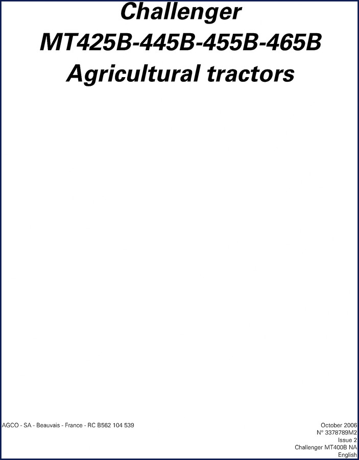 Challenger MT425B MT445B MT455B MT465B 2008 Technical Manual cover page
