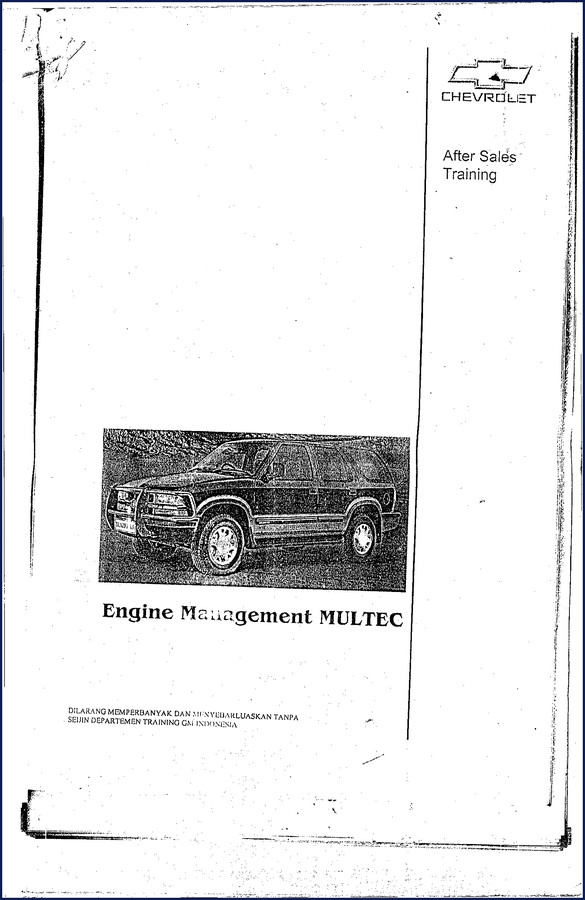 Chevrolet Blazer Training Manual cover, 64 pages, OEM GM Indonesia