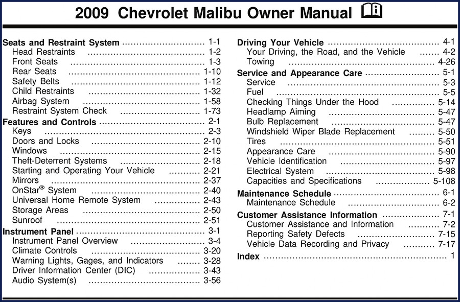 2008 Chevrolet Malibu User Manual cover showing OEM factory documentation