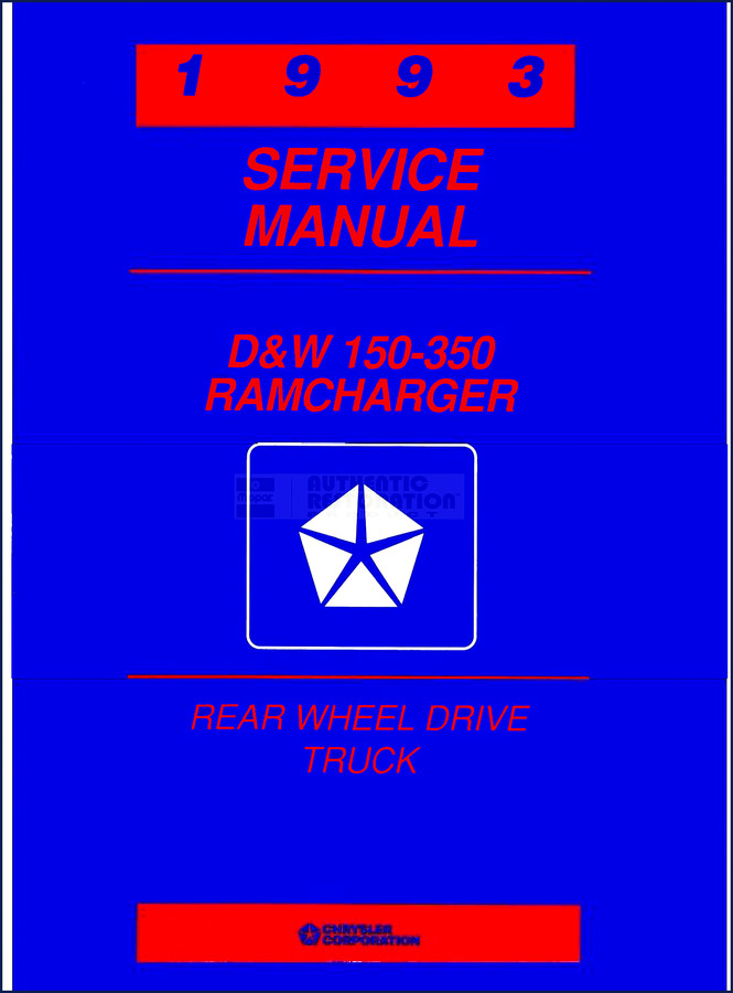 1993 Chrysler 150 350 Ramcharger Service Manual cover