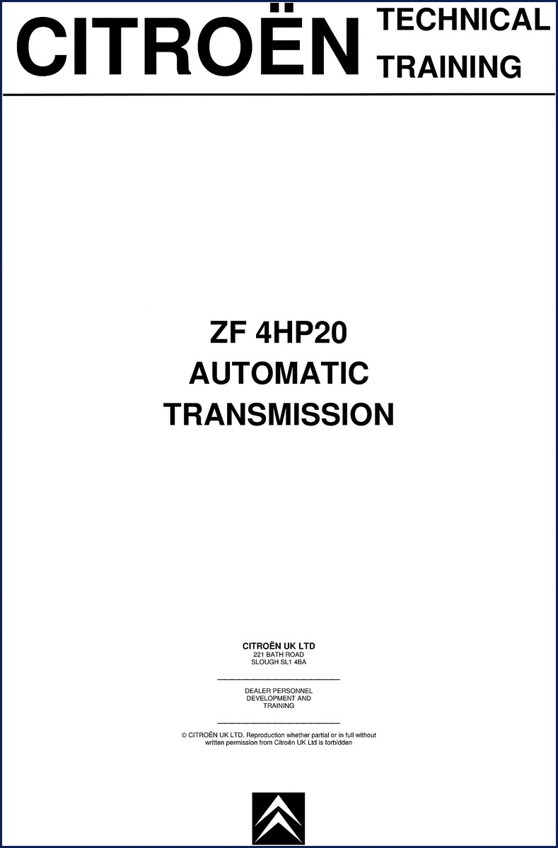 Citroën 4HP20 Automatic Transmission Training Manual cover page